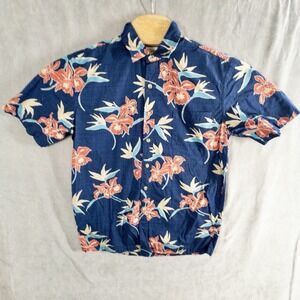 Cooke Street Hawaiian Shirt Mens Small Blue Floral Print Resortwear Cruise Beach